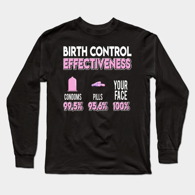 Birth Control Condom Pills Your Face Funny Design Gift Idea Long Sleeve T-Shirt by PlimPlom